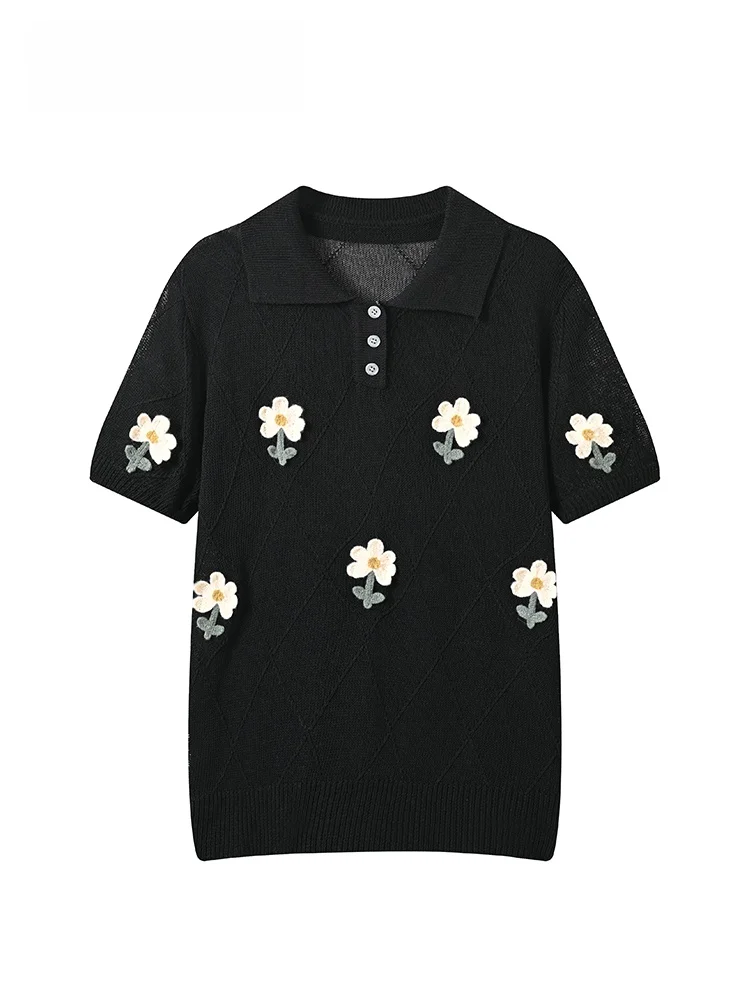 

Loose Short Sleeve T-Shirt Women's plus Size Summer New Style College Style Slimming Casual Knitted Top Trendy Fashion