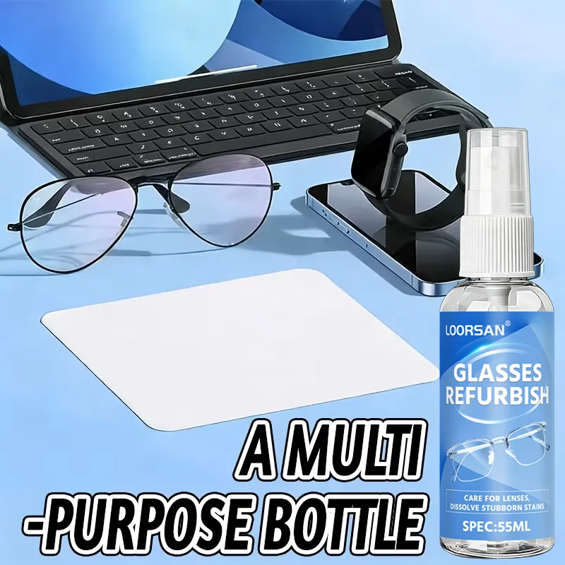 Glasses Refurbish Cleaner Spray 55ML Anti Fog Lens Stain & Dust Remover For Eyewear, Sunglasses, Goggles & Camera Lenses