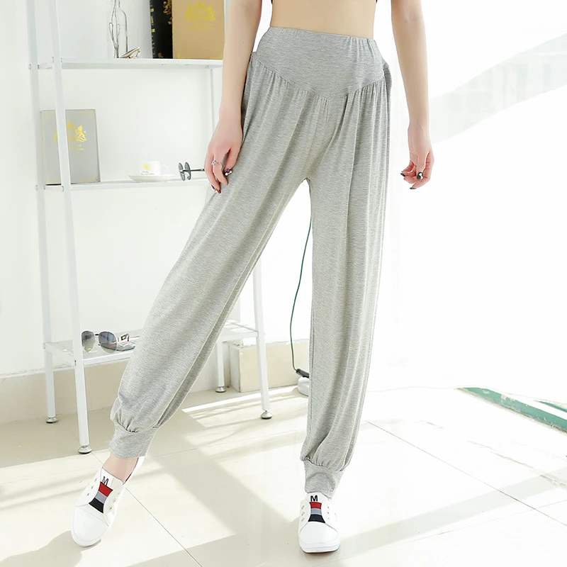 Spodnie do jogi z wysokim stanem z modalu, luźne, długie spodnie do tańca, odzież treningowa damska, letnie spodnie typu lantern, wygodne, oddychające, codzienne spodnie.