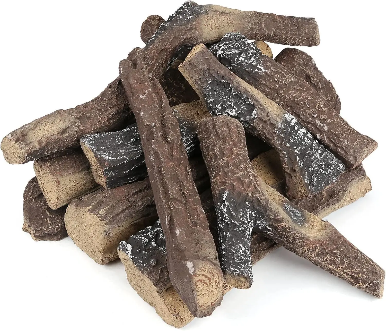 

10 шт. поддельные бревно для газового камина, большие керамические искусственные бревно для украшения каминной чаши в помещении и на открытом воздухе