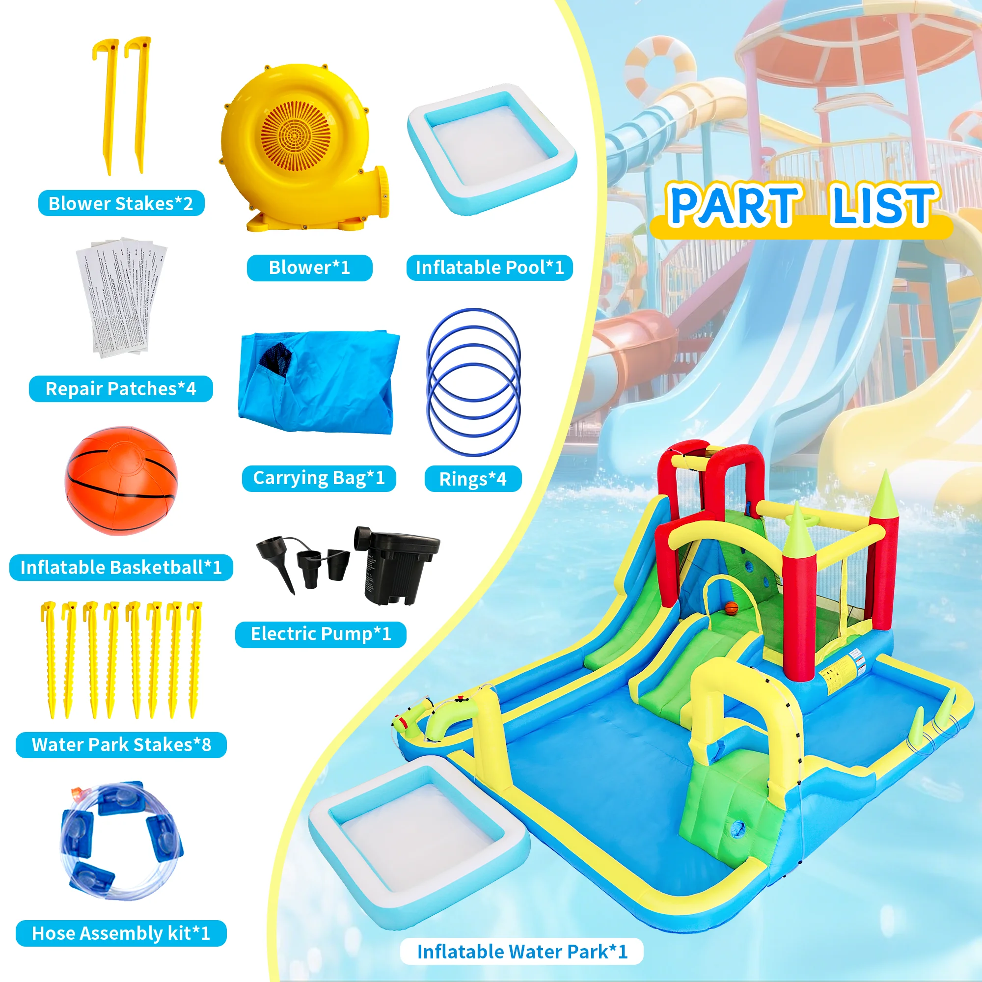 Large Bounce House for Big Kids 8-12 Inflatable Bouncy Castle with Slide & Games Outdoor Backyard Party Jumper with Blower