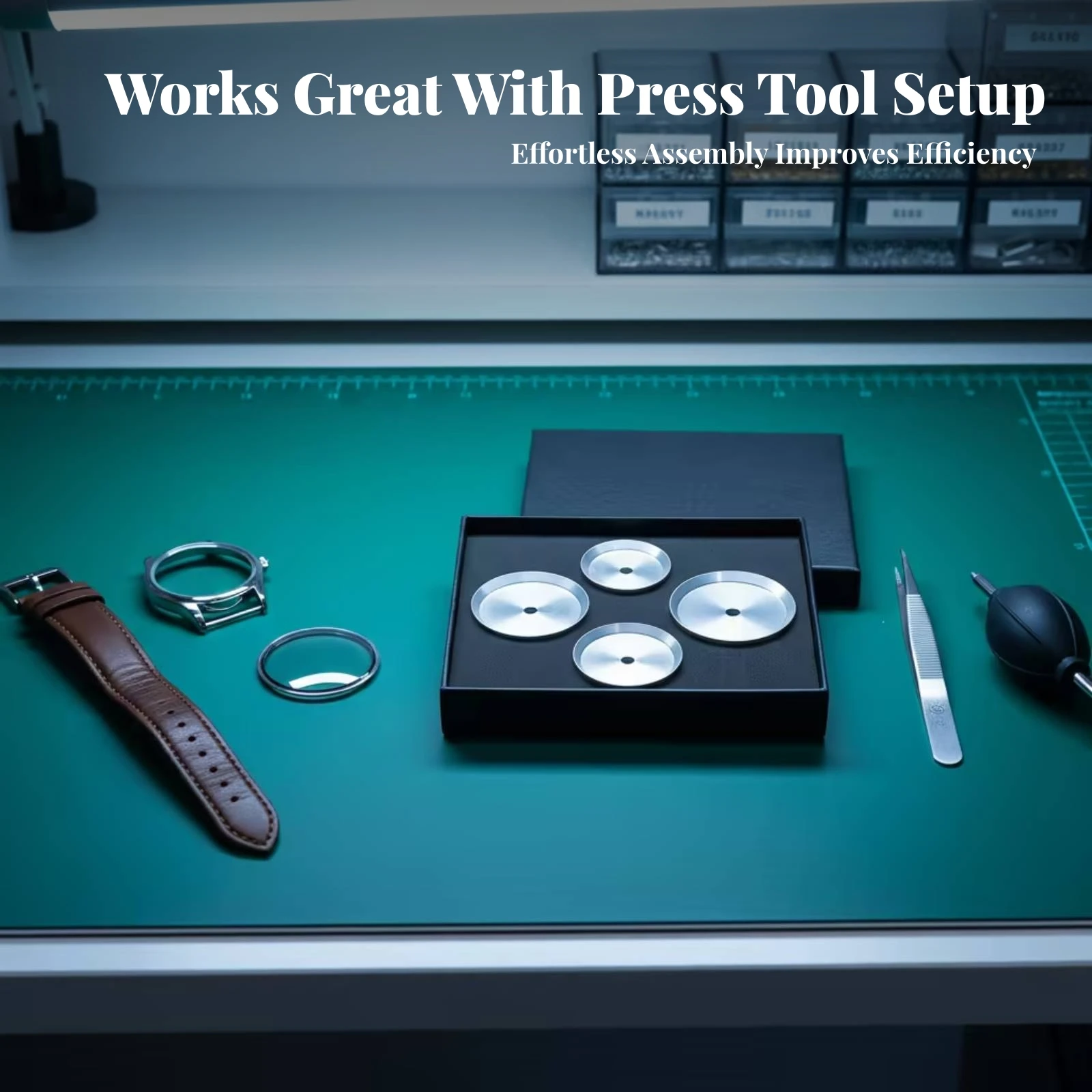 4 Pieces Aluminum Press Dies Controlled Pressing Round Die Set Watch Back Press Dies Silver Easy to Use
