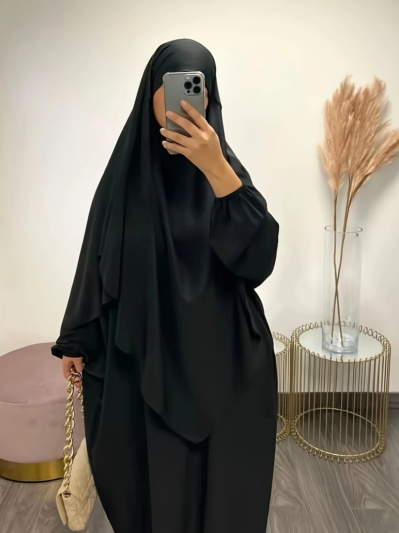 Abaya Dubai Dress,muslim Pure Color Dress for Women Attaching Hijab and No Belt Glint dress Abayas Dubai Abaya Pure Color