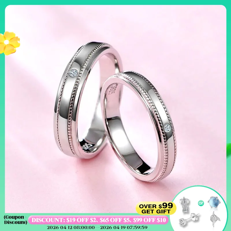 

Парные кольца ATTAGEMS 2024, круглые Обручальные И Свадебные кольца с бриллиантом Муассанит, кольца без выцветания для женщин, подарок