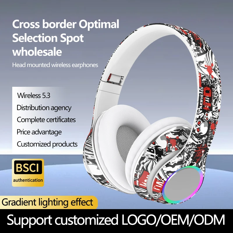 Tuya Headphone Over-Ear Nirkabel Bluetooth, Headset Universal Ponsel Musik Bass Bluetooth 5.4