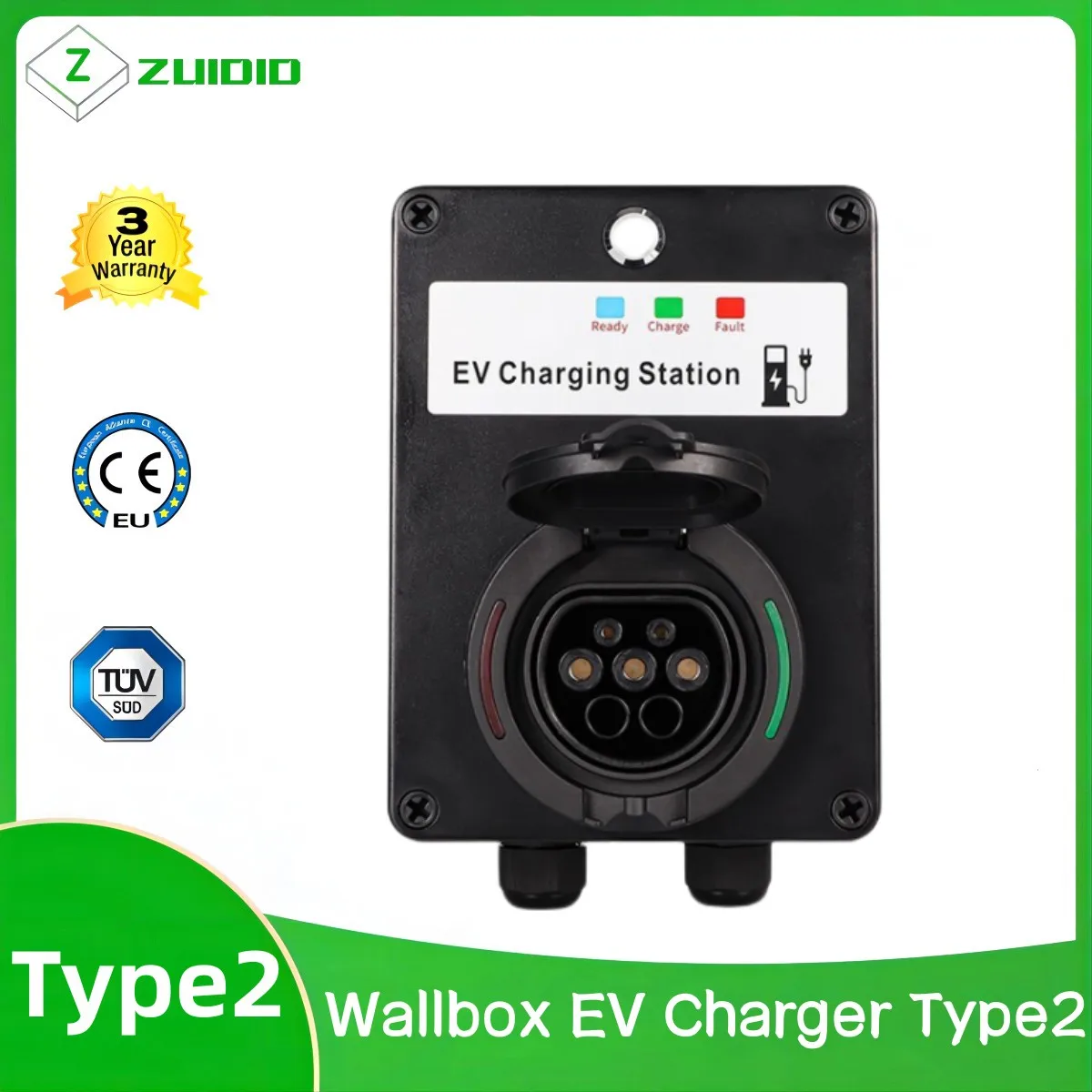 EVSE Wallbox EV Charger Wall Type2 32A 22kw/7kw Single/Three Phase Mount Charging Station Socket RCMU RFID EKEC4