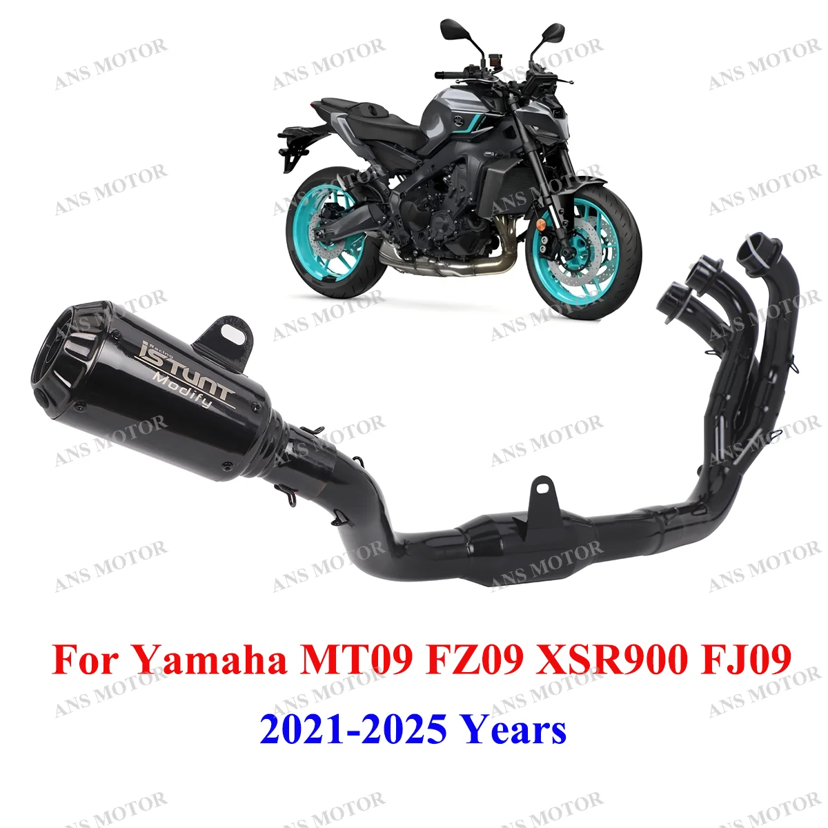 MT09 Exhuast Slip on For Yamaha MT09 FZ09 XSR900 FJ09 2021-2025 Years Motorcycle Exhaust Escape Systems Modify Front Link Pipe