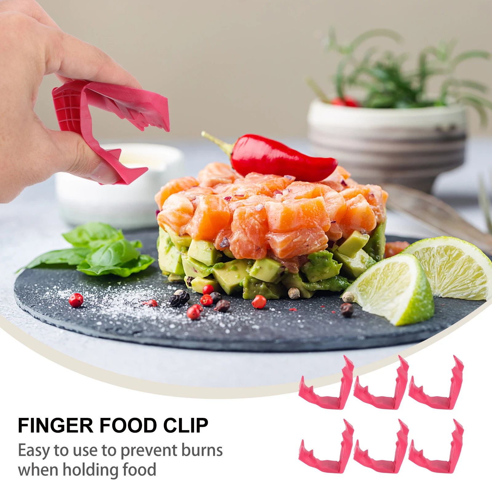 

6PCS Food Tongs AntiSkid Stable Clamping Meal Prep Clip Various Foods Keep Fingers Clean ScaldFree Eating Utensils Kitchen Tools