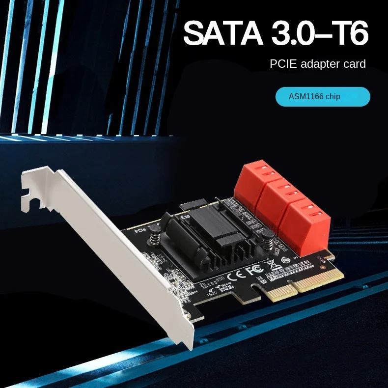 PCI-E to SATA3.0 expansion card PCIe to 6-port SATA bootable SSD solid state drive adapter card