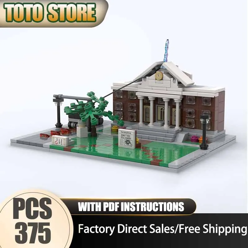 

Moc Building Bricks Modular Future Hill Valley Courthouse Square Model Technology Street View Blocks Christmas Set DIY Toy Gifts