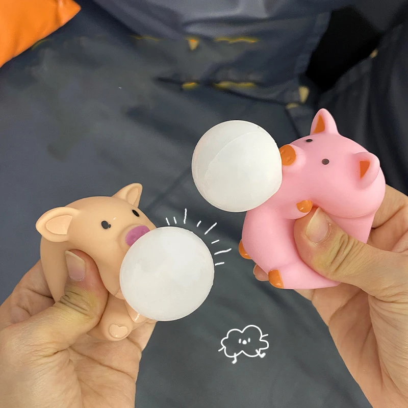 Lindo cerdo de burbujas de soplado, juguete antiestrés para apretar, Bola de ventilación de Animal, pellizco, juguete sensorial de descompresión para adultos y niños, recuerdo de fiesta