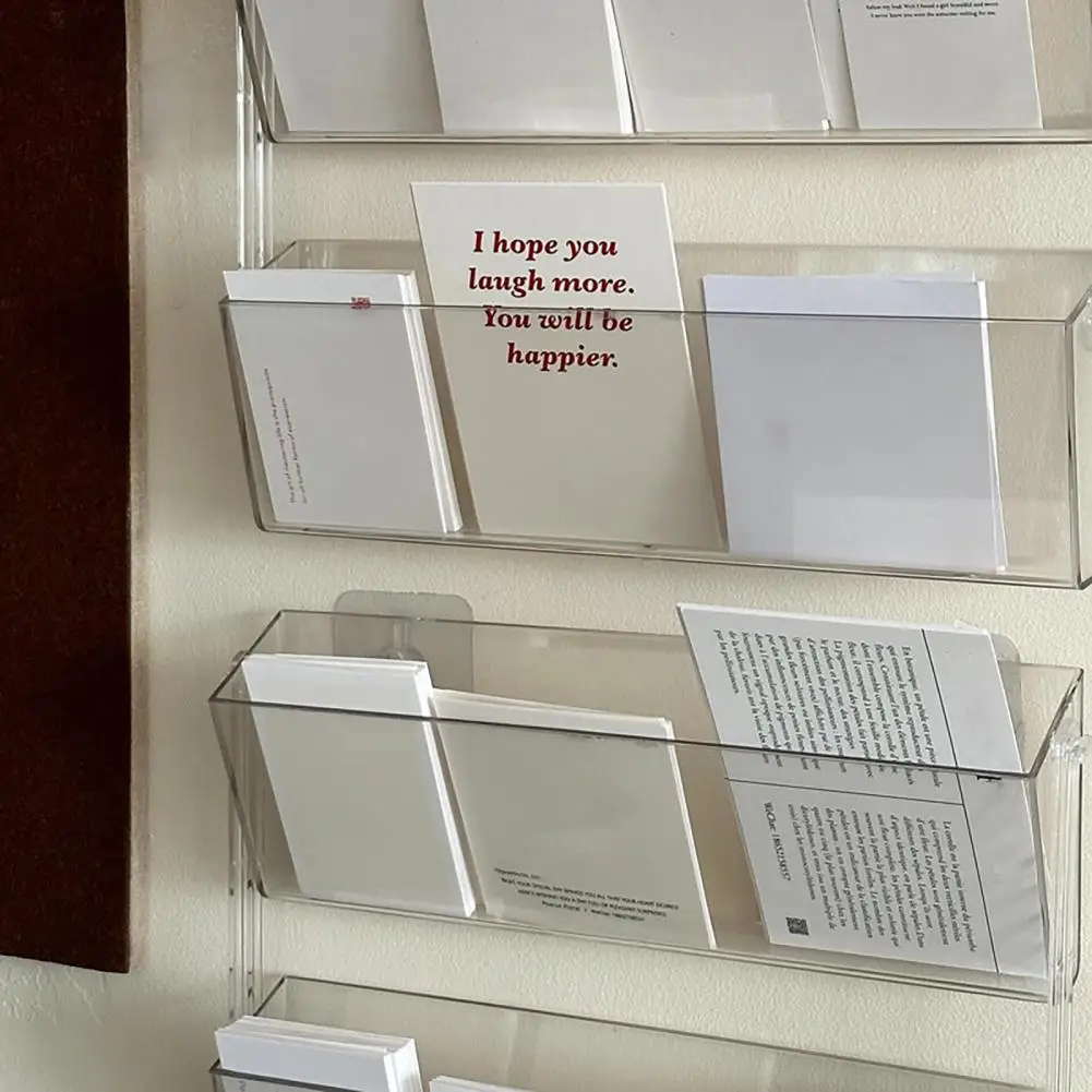 Storage Rack Acrylic Card Storage Rack Transparent Wall-mounted Acrylic Brochure Holder with Capacity for Easy for Pamphlets