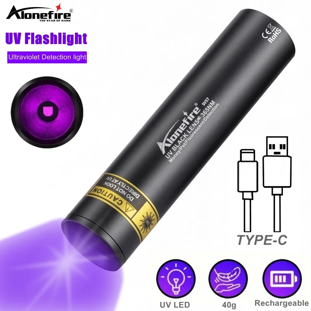 Mini linterna UV de 3W y 365nm, linterna ultravioleta con luz negra para manicura, orina de CatDog, tiña, dinero, mineral, lámpara de detección de escorpión