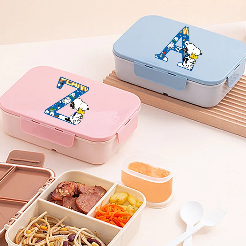 

Ланч-бокс Snoopy, синий, розовый, набор для студентов, школы, портативный, удобный разделительный, чистый, для здоровья, микроволновая печь, нагревательная печать для еды, подарок