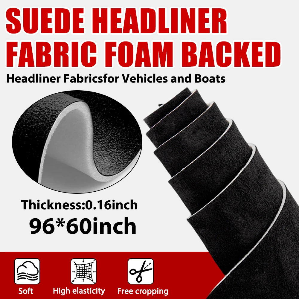 

Car Suede Headliner Fabric Foam Backed Suitable For Roof Ceiling Lining Repair Replacement Interior Velvet DIY Accessories