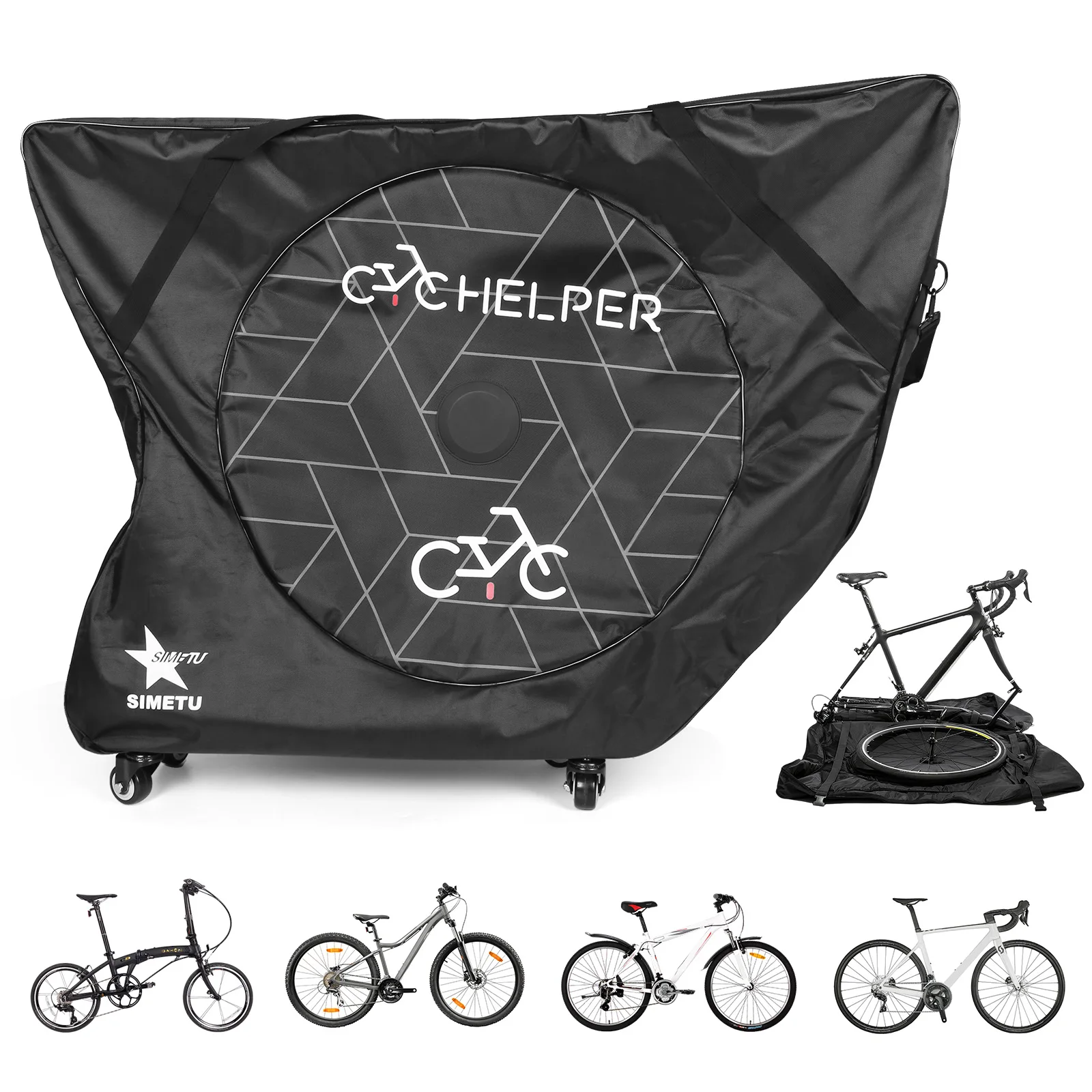 Bolsa de transporte para ruta de bicicleta, bolsas de viaje para bicicleta, paquete portátil para bicicleta de carretera, bolsa para maletero de coche, accesorios para maleta de almacenamiento