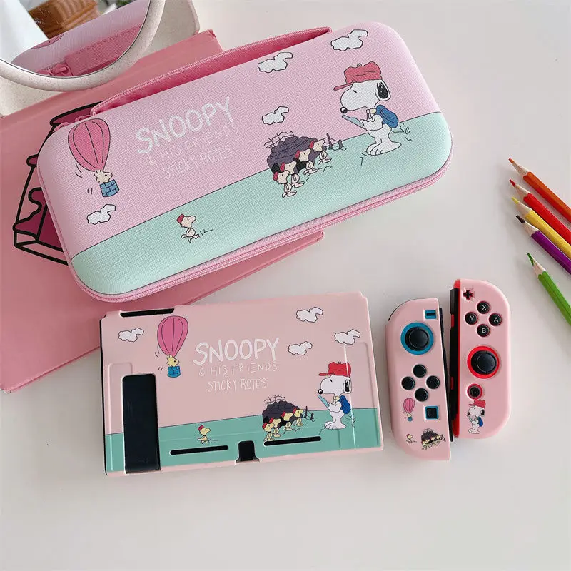 Custodia protettiva Snoopy per Nintendo Switch NS/OLED Borsa di stoccaggio Borse da viaggio portatili per cartoni animati Accessori per giochi