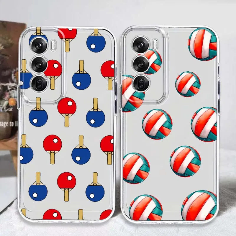 Table Tennis and Volleyball For OPPO A11 A16 A55 A56 A57 A72 A52 A73 A74 A54 A76 A78 Find X5 X6 X7 Ultra Pro 5G Transparent Case
