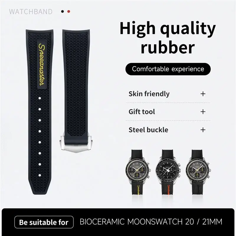 

For Omega Speedmaster Watch Strap Stainless Steel Deployment Buckle 20mm 21mm 22mm Rubber Silicone Watchbands