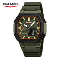 Reloj electrónico SKMEI 2438 de ocio con pantalla Dual de cuarzo para hombre, calendario resistente al agua, reloj de luz nocturna multifuncional, reloj para hombre