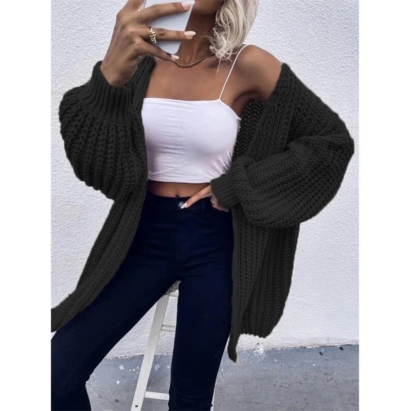 

Knitted Cardigan Midlength Casual Loose Women's Sweater Comfortable Breathable All-Season Outerwear