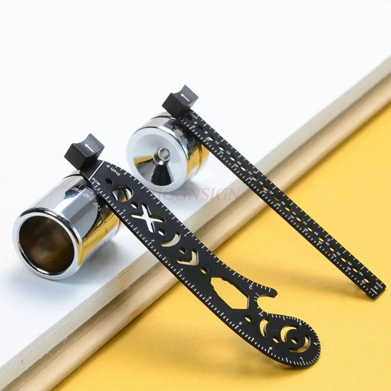 1set Ruler Multi functional Compass Drawing Rotating Ruler Creative Drawing Tool Geometric Shape Art Hollow Ruler