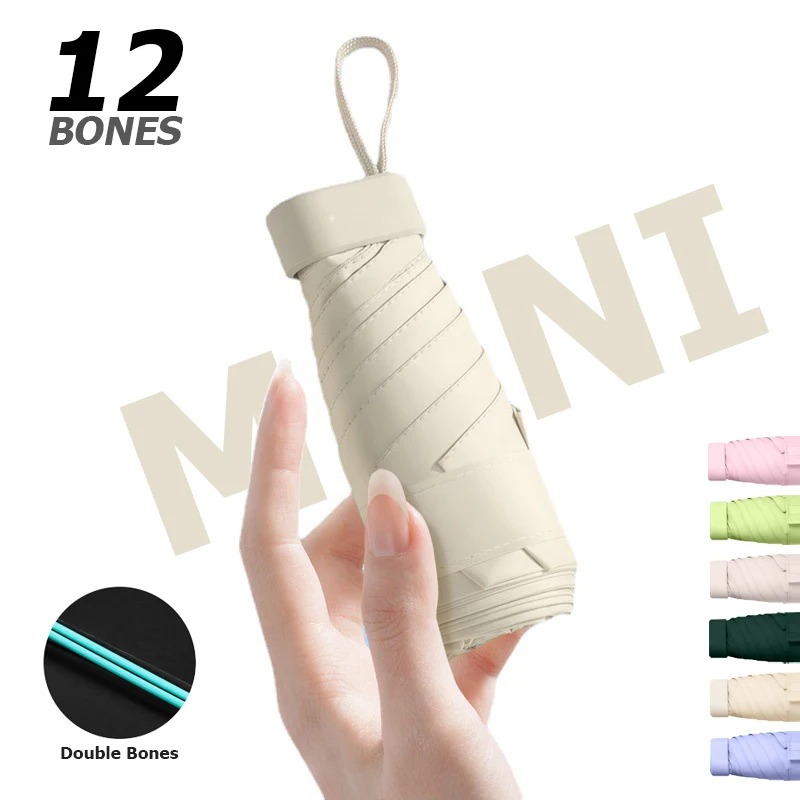 6k12bones Mini Paraplu Sterke Winddichte Zon Regen Paraplu Met Uv Bescherming Zak Paraplu Ultraviolet Proof Propabele Parasol