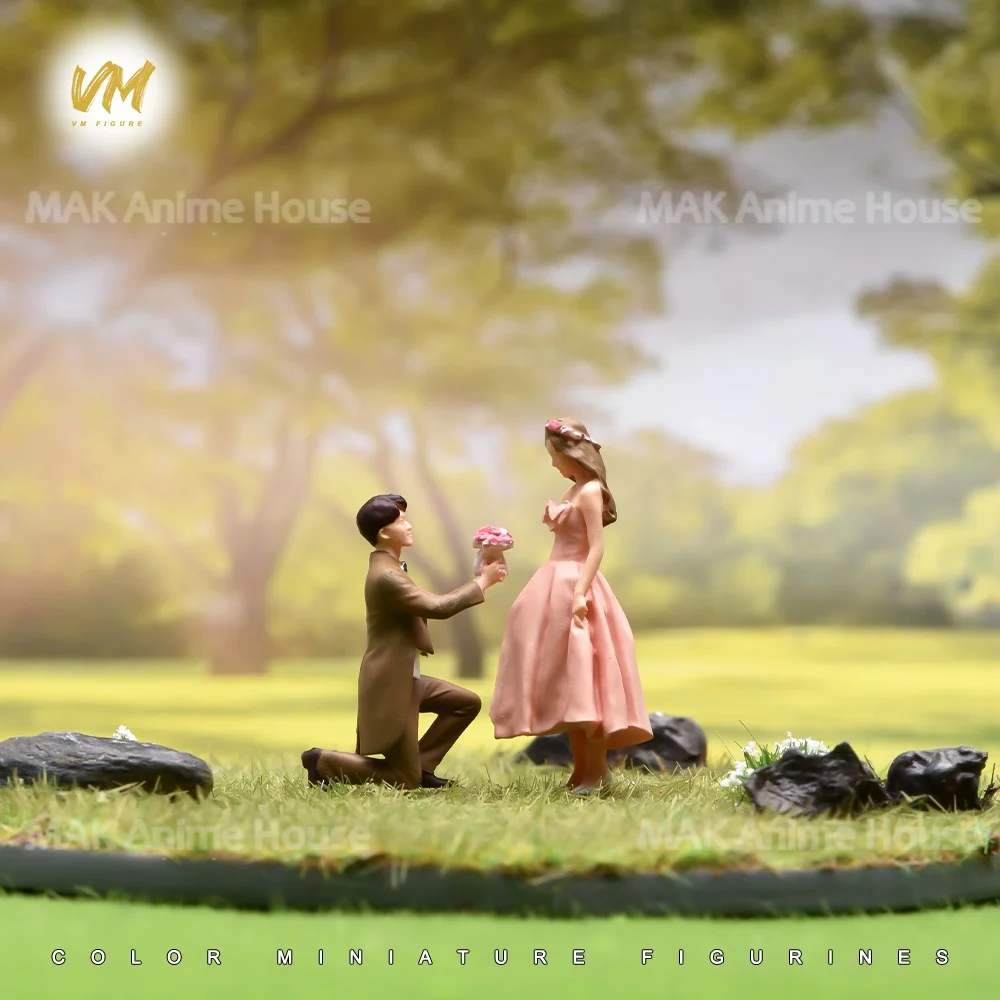 

Painted Figures 1/64 1/24 1/18 Couple Proposal Kneeling Suit Man Elegant Beauty Miniature Model Scene Ornament Dolls Car Toys