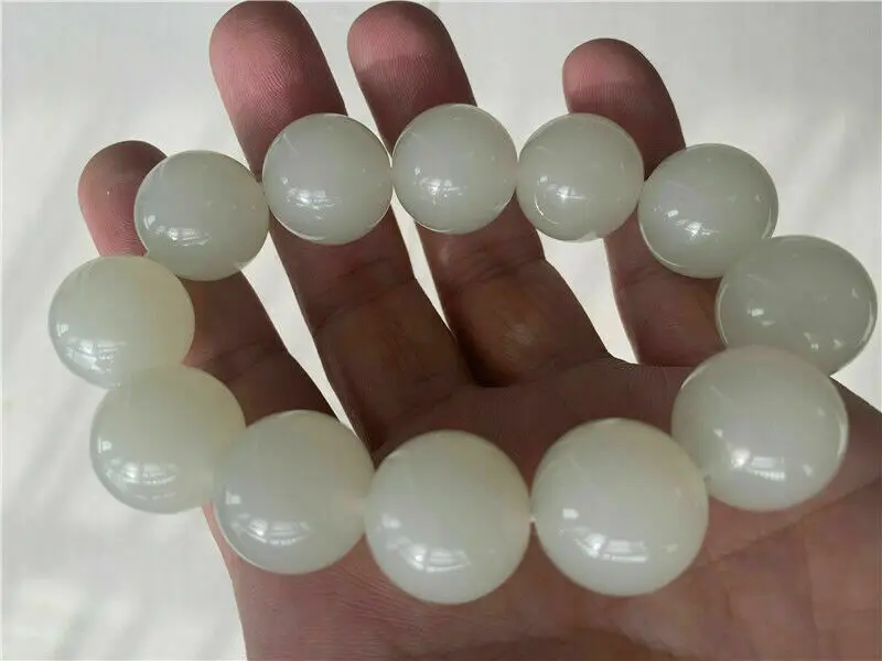 Exquisite 100%natural Hetian Nephrite White jade Handmade beads Bracelet