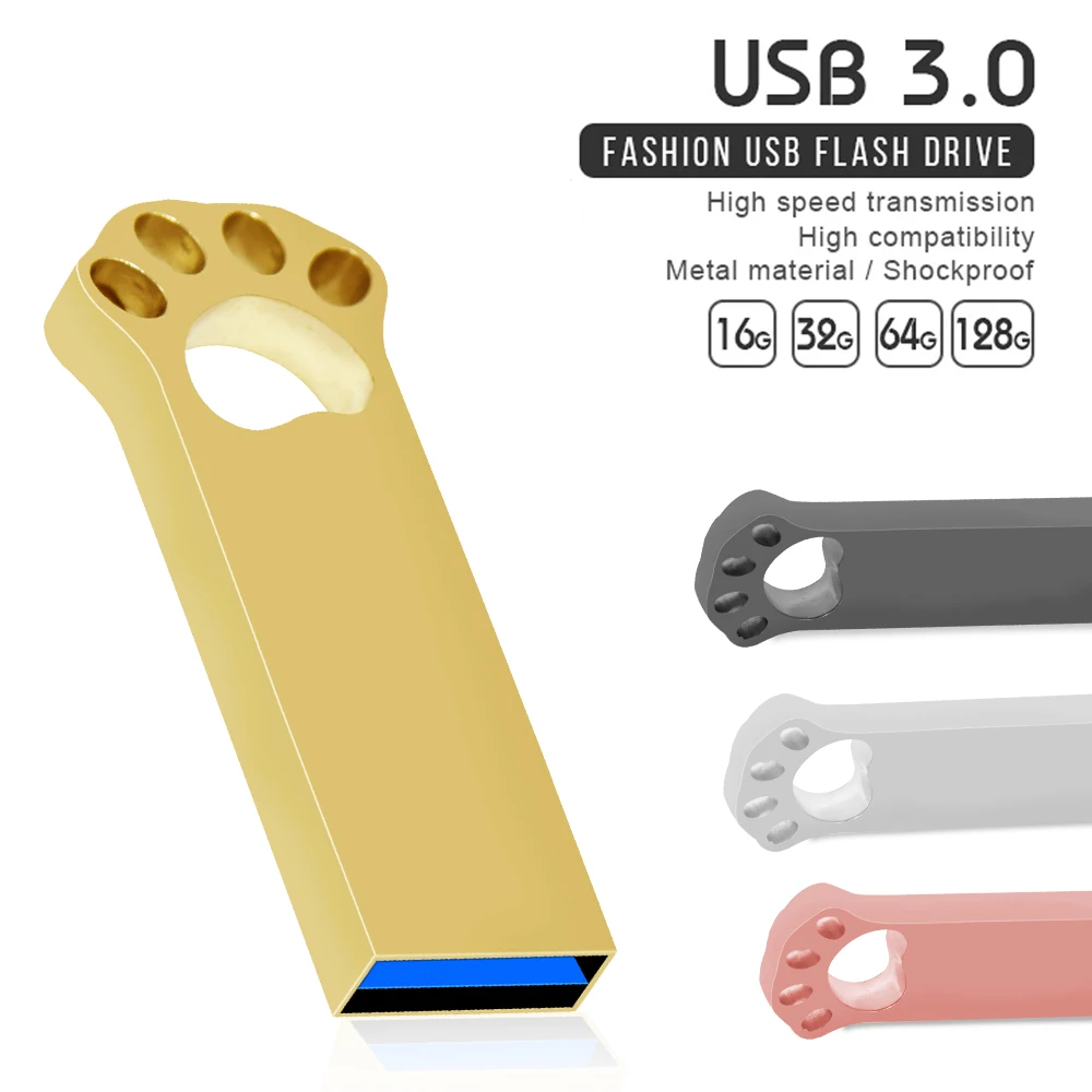 Mini metal USB 3.0 flash drive 64GB 32GB128GB cat claw Pen Drive USB Memory Stick High Speed PenDrive U disk gift USB Stick