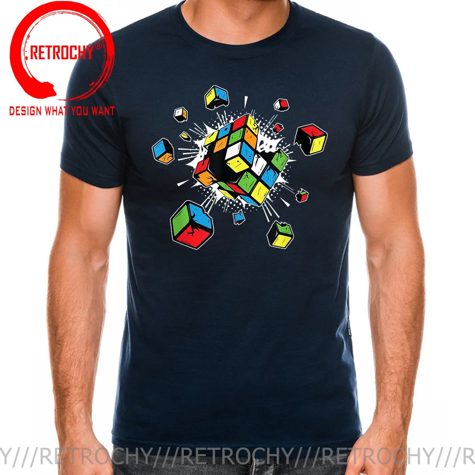 Exploding Rubix Rubiks Rubics Cube Present Gift for Kids T-Shirt Fitness Tight Tshirts Classic Tops & Tees Cotton Men Casual Tee