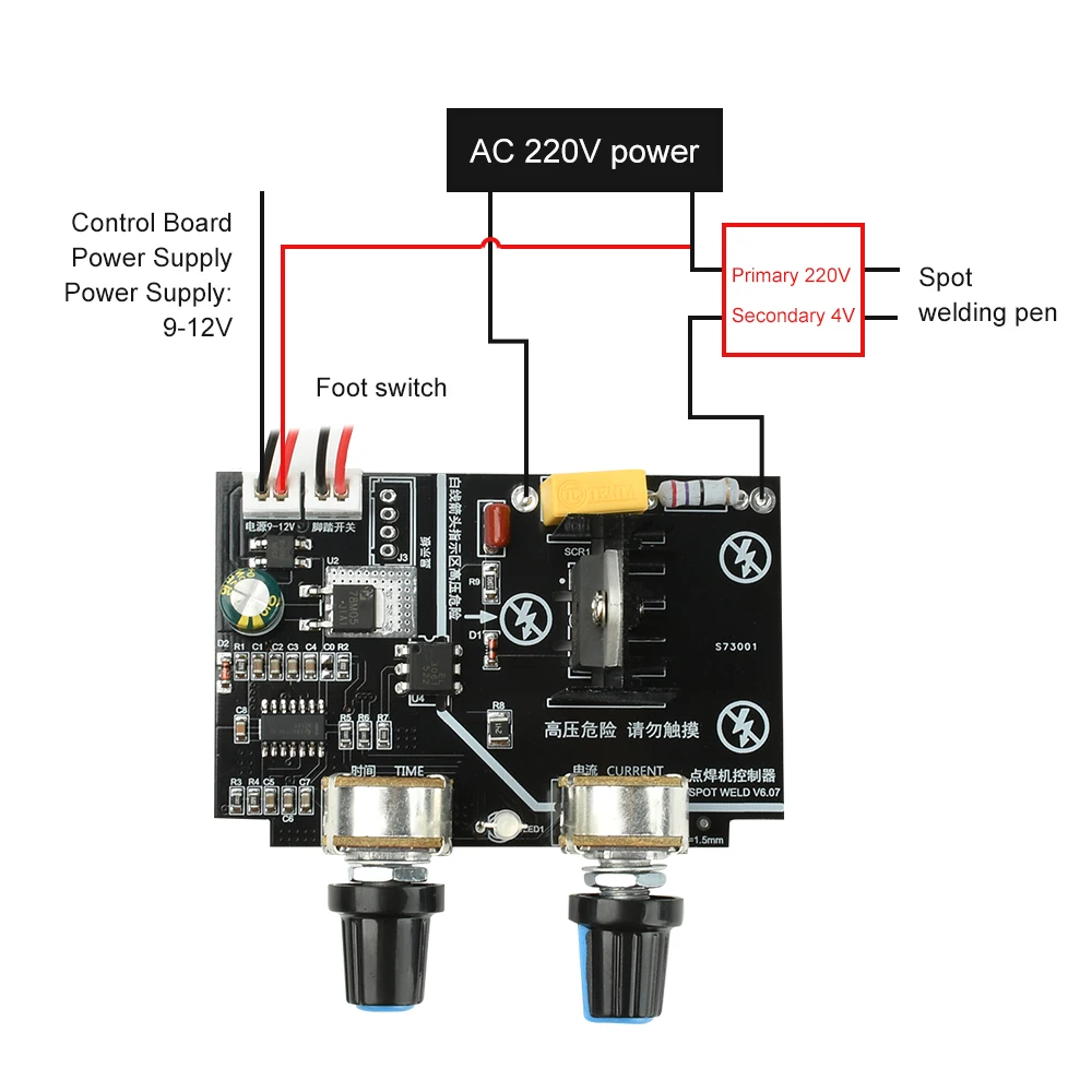 40A Spot Welder Control Module spot welding controller Adjustable Time&Current Solid-State Relay Control Spot Welder Accessories