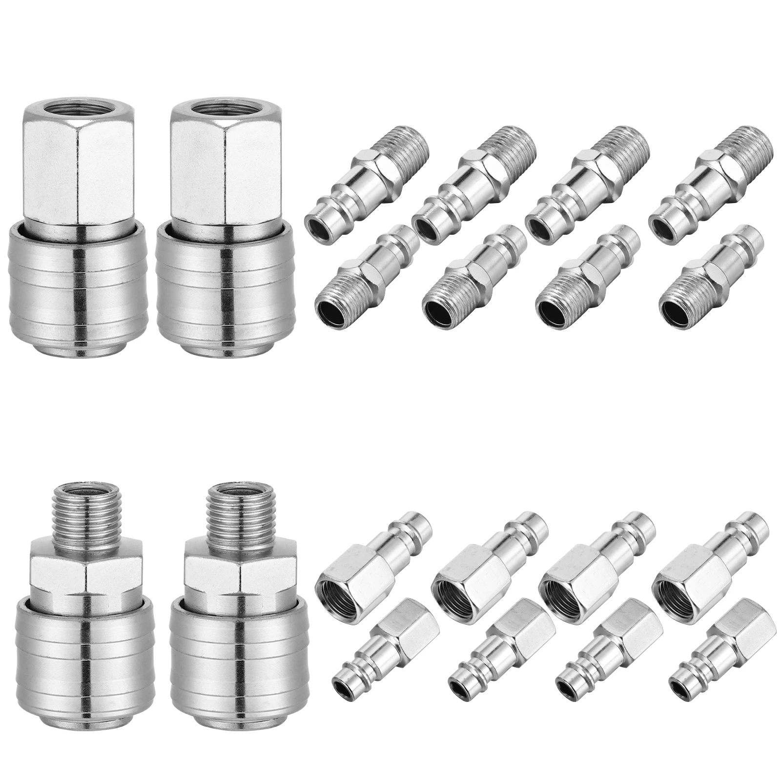 Acoplamientos rápidos BSP, accesorio de línea de aire Euro 1/4 ", Conector de conexión de compresor de manguera para herramientas neumáticas, 20 unids/set