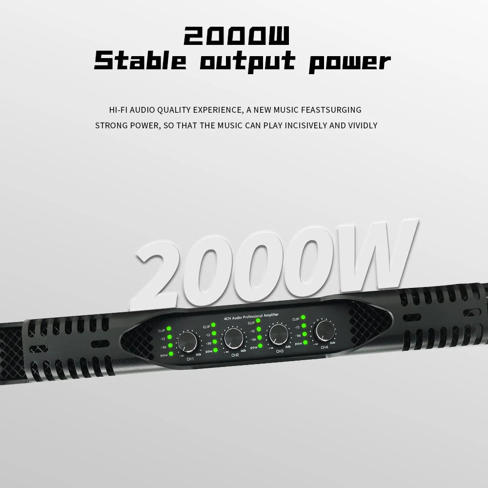 GOOERMI Professional 1U Digital Amplifier 4*2000W 4Channel Power Amplifier Stereo Sound System Audio Class D Amplifier For Stage
