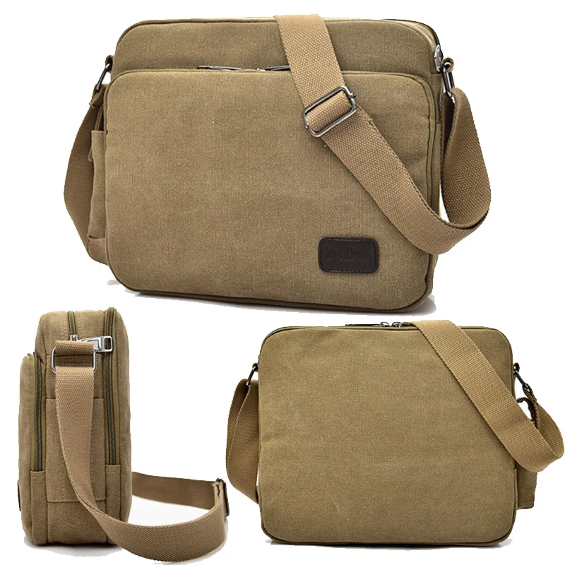 Korean Version Business Simple Commuting Pure Color Travel Casual Canvas Shoulder Crossbody Bag for Men