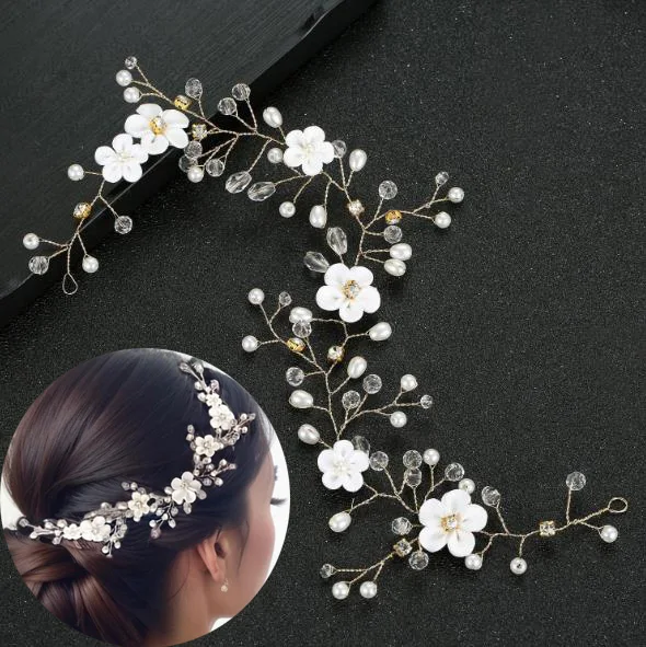 Diademas de flores de Color dorado para mujer, accesorios para el cabello, diademas de moda, tocados elegantes para fiesta de cumpleaños, joyería para el cabello