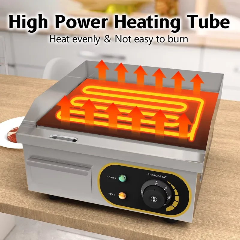 Commercial Electric Flat Top Grill Double Sided Countertop Oven Heavy Duty Kitchen Appliance for Restaurant Professional