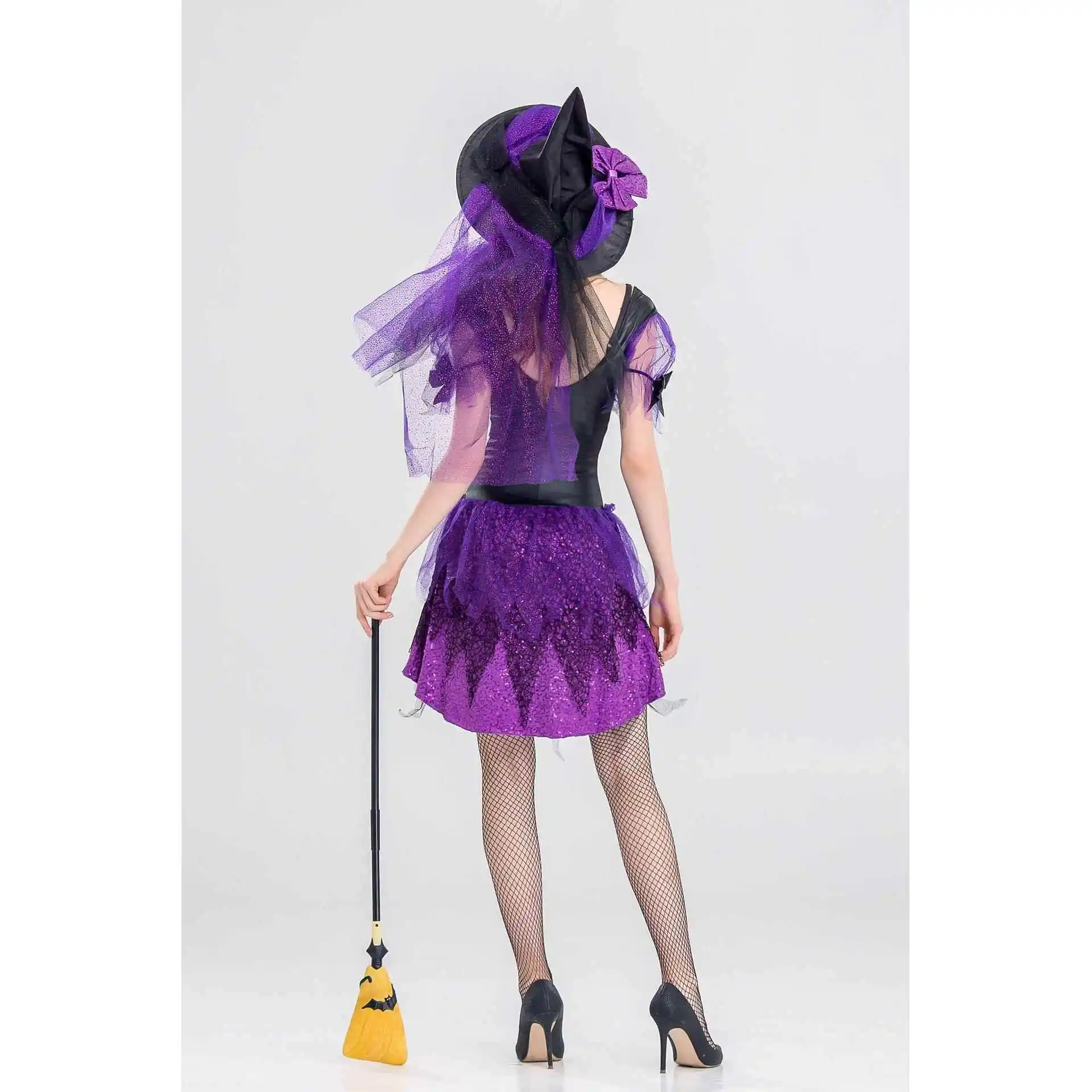 New loween Purple Witch Costume Cosplay Performance Dr Witch Princ Skirt Stage Outfit Fem loween Costume