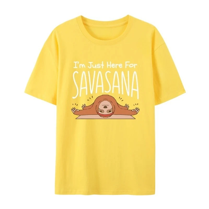 تي شيرت Sloth Yoga Im Just Here for Savasana تي شيرت أنيمي قوطي فريد من نوعه تي شيرت جرافيك ملابس سوداء صيفية ملابس الشارع Y2K #5