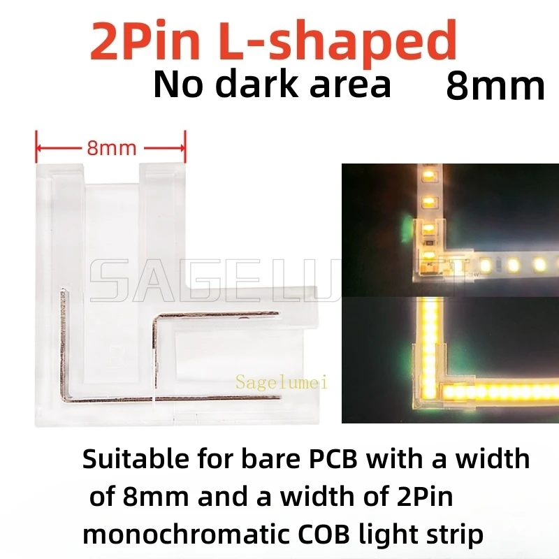 5/10/30/50Pcs 2Pin 5mm/8mm/10mm SMD Cob w kształcie litery L listwy Led bez lutowania narożnik łatwo podłączyć SMD COB uniwersalne złącza