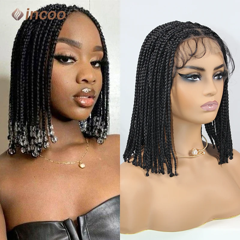 Incoo Goddess-Perruques tressées synthétiques 10 "pour femmes, perruque de tressage Bob courte durable, perruques de tresses de boîte sans nœuds, légères et fraîches