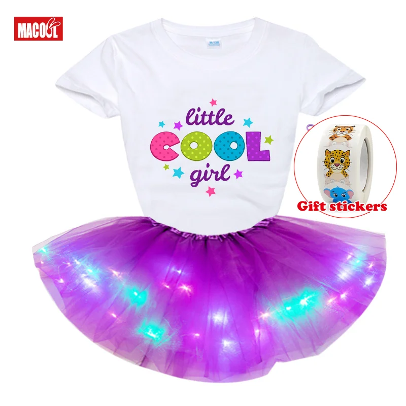 

Summer Tutu Dress Kids Girl Clothes 24M -8Yrs Colorful Mini Pettiskirt Girls Party Dance Neon LED Tutu Skirt Children Clothing