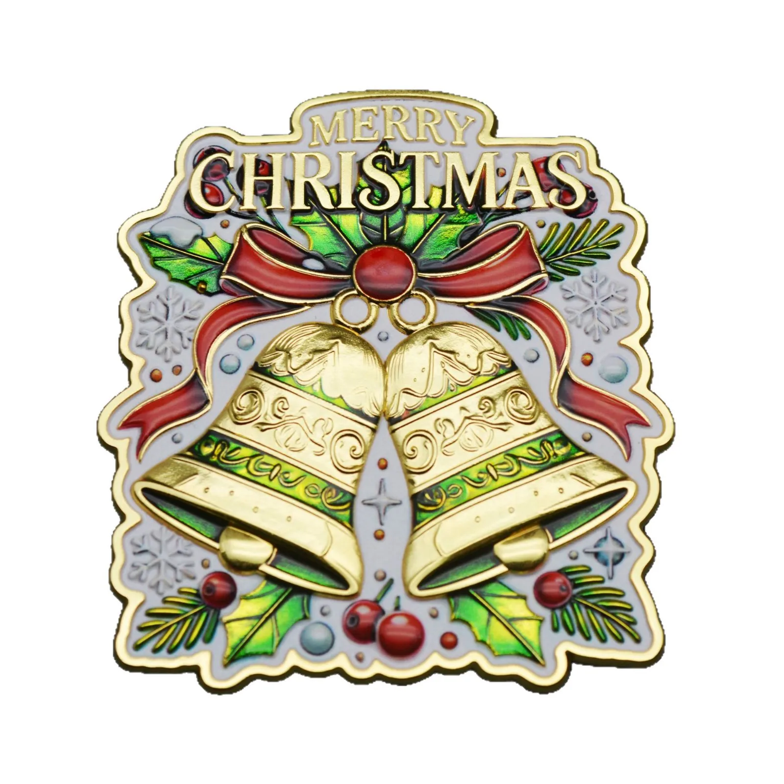 

Christmas Bell Fridge Magnet Merry Xmas Holiday Decoration Souvenir Gift Kitchen Refrigerator Sticker Ornament
