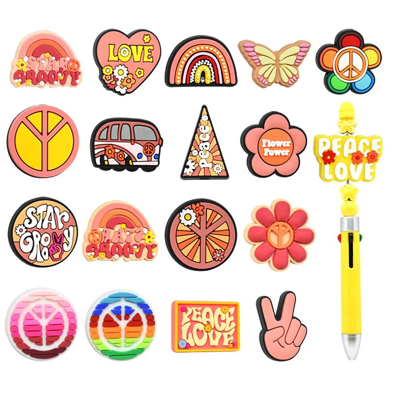 5/10Pcs Silicone Beads Love And Peace Focal Beads Jewellery Making DIY Beaded Pen Keychain Pendantnecklace Jewelry Accessories