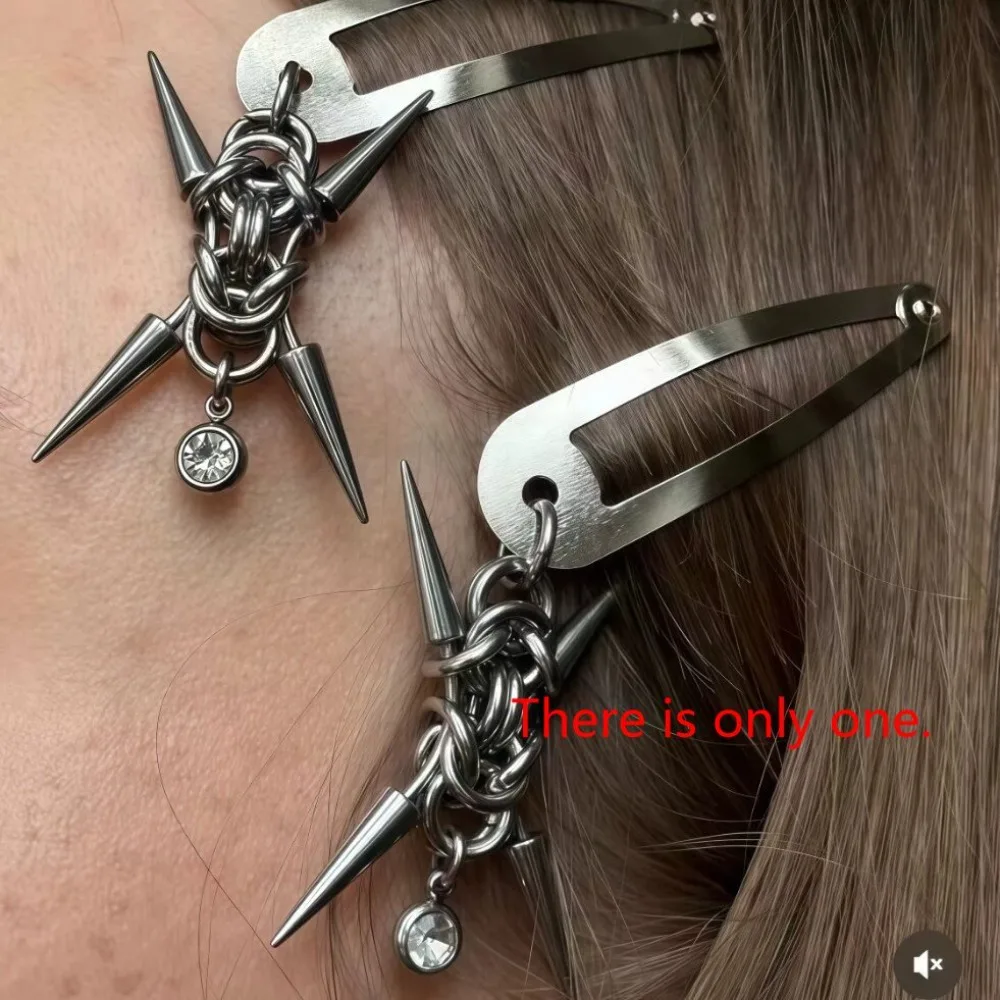 Fashion Stainless Steel Punk Hair Clips Original Punk Heavy Industry Rivet Hair Clips Y2K Goth Hair Clips Hair Clip Jewelry