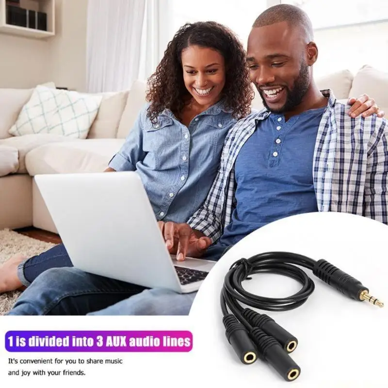 E56B 3 Way Splitter Adapter Cable for Speaker Player Adapter