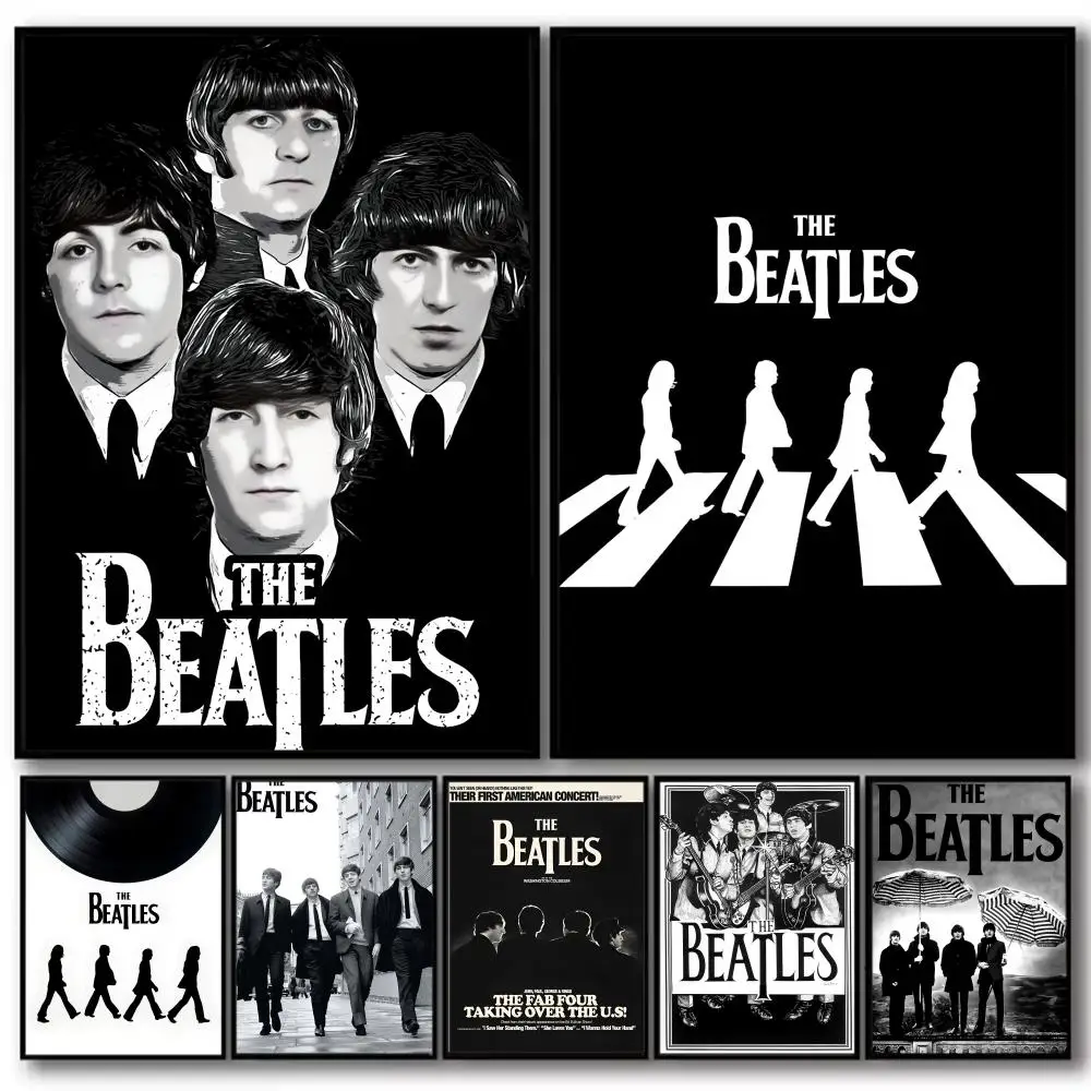 Band B-Beatles Painting Calligraphy Cotton Canvas Wall Art Poster Quality Decor Painting for Living Room Home Decor