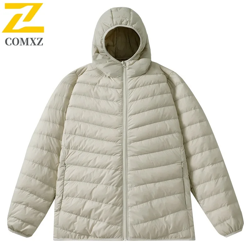 COMXZ Men Winter Jacket Solid Color Hooded Street Travel Lightweight Premium Hiking Padded Jacket Comfortable Snow Bread Jacket