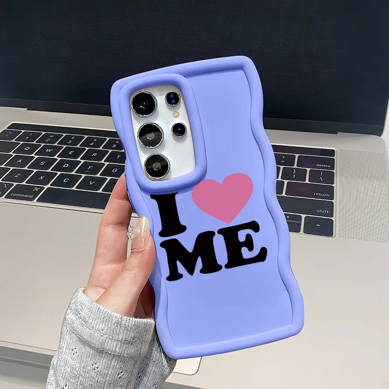 Love Me Fashion Wave Cassa Del Telefono Per Samsung Galaxy S21 S22 S23 FE S24 S25 PLUS ULTRA Morbida Protettiva Macaron Copertura