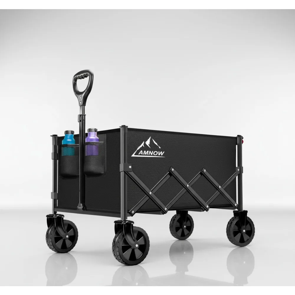 

Collapsible Folding Wagon Cart 350LBS Large Capacity All Terrain Wheels Garden Shopping Camping Utility